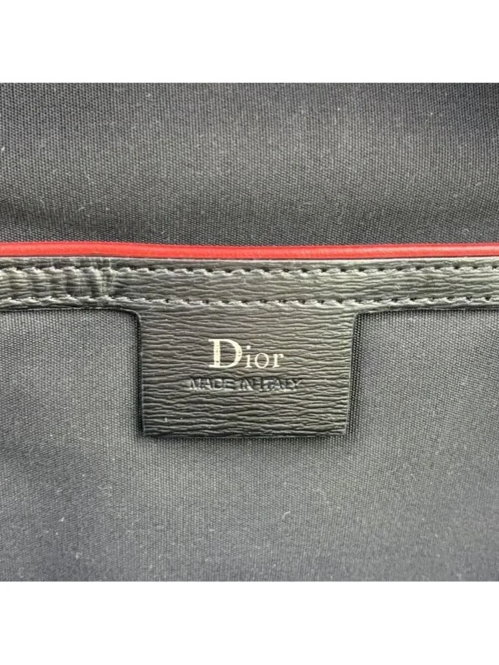 Dior Homme Leather Black White Red Backpack Silver